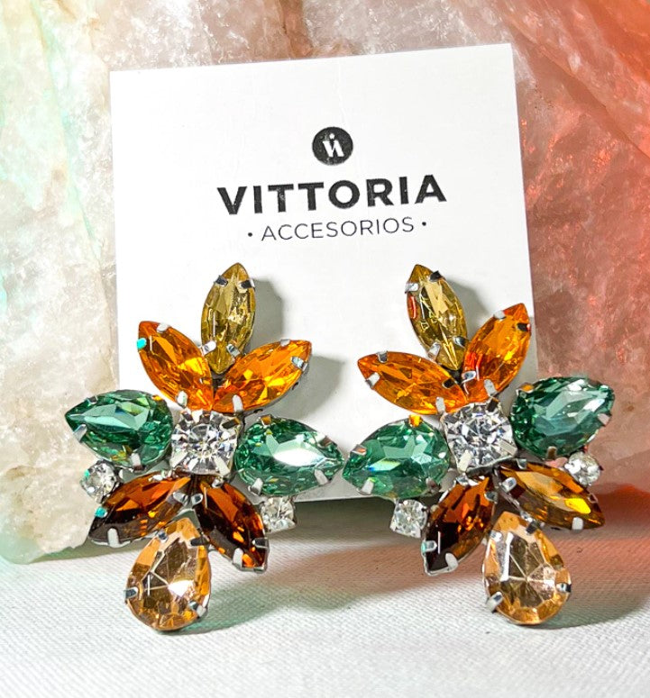 Eyrnalokkar - Lotus Green & Orange